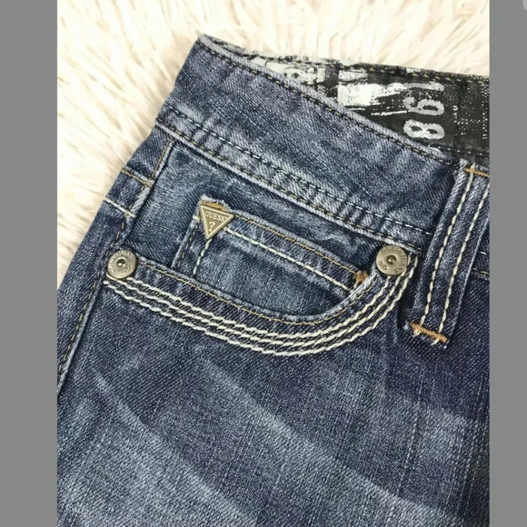 90s GUESS flirty straight parched distress denim jeans size 27 - Picture 5 of 8
